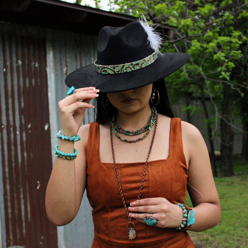 Blue Turquoise Ring set in Antique Copper 012w
