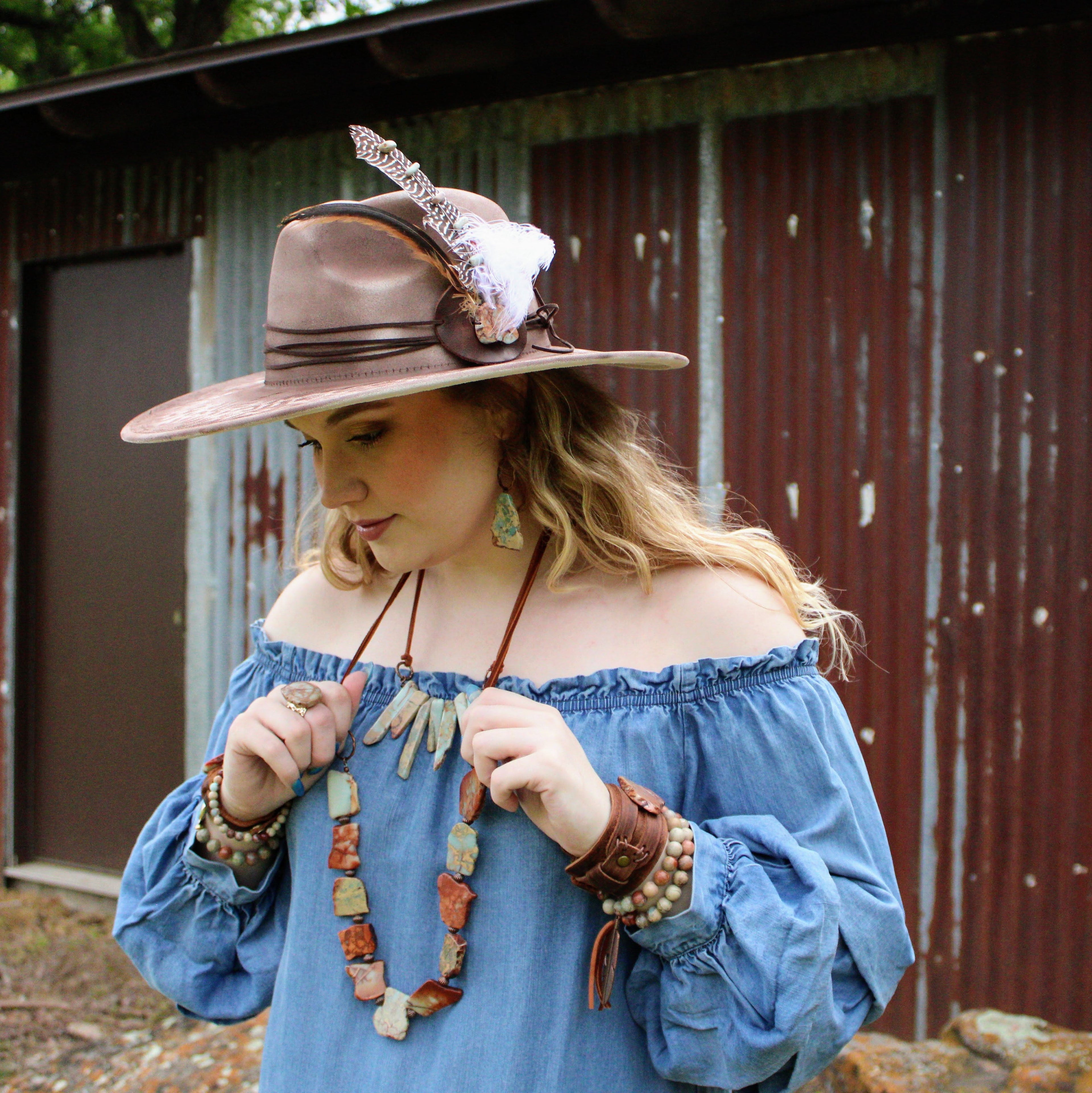 Hand-Painted Leopard Boho Western Cowgirl Hat & Band-Brown 986s