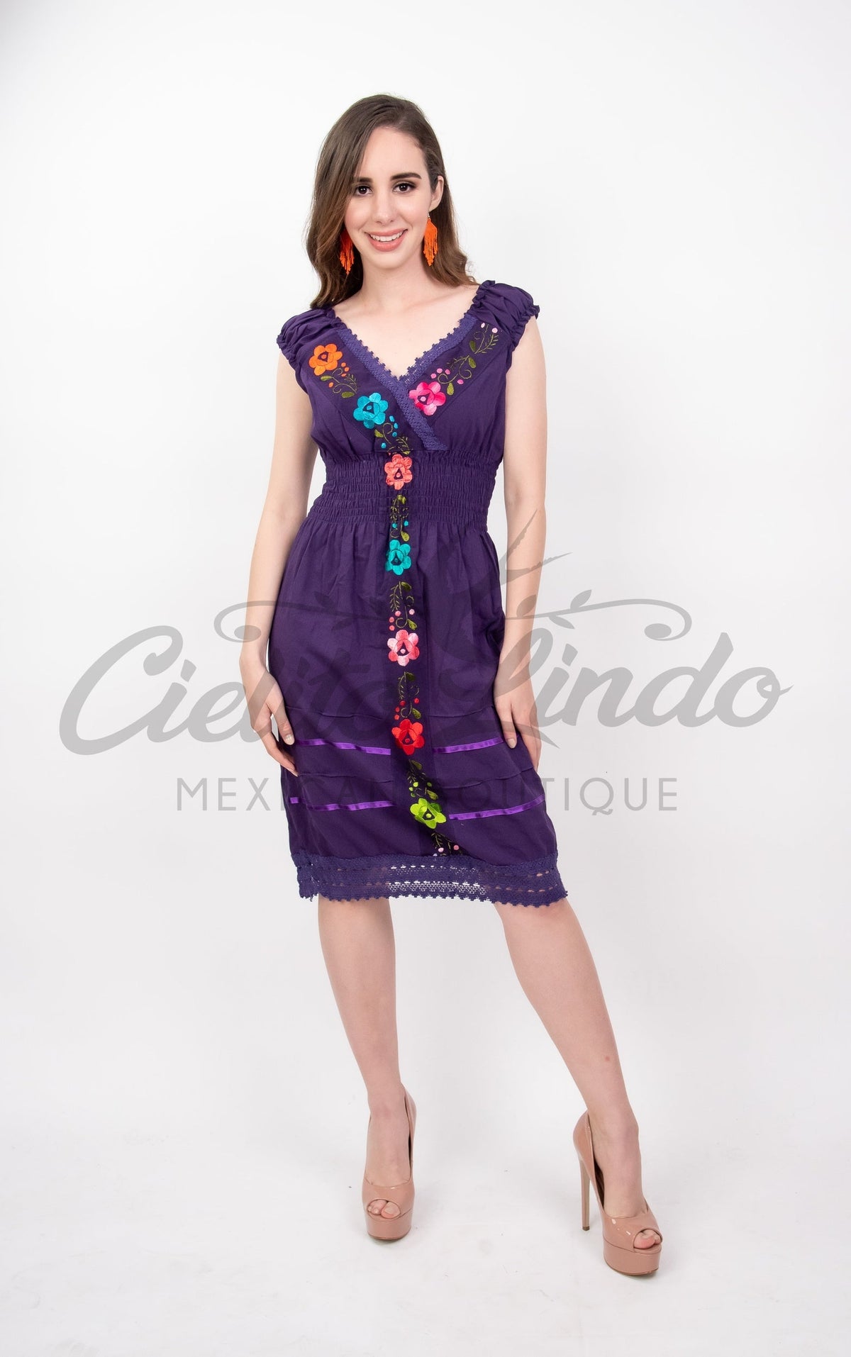 Vely Mexican V-Neck Dress