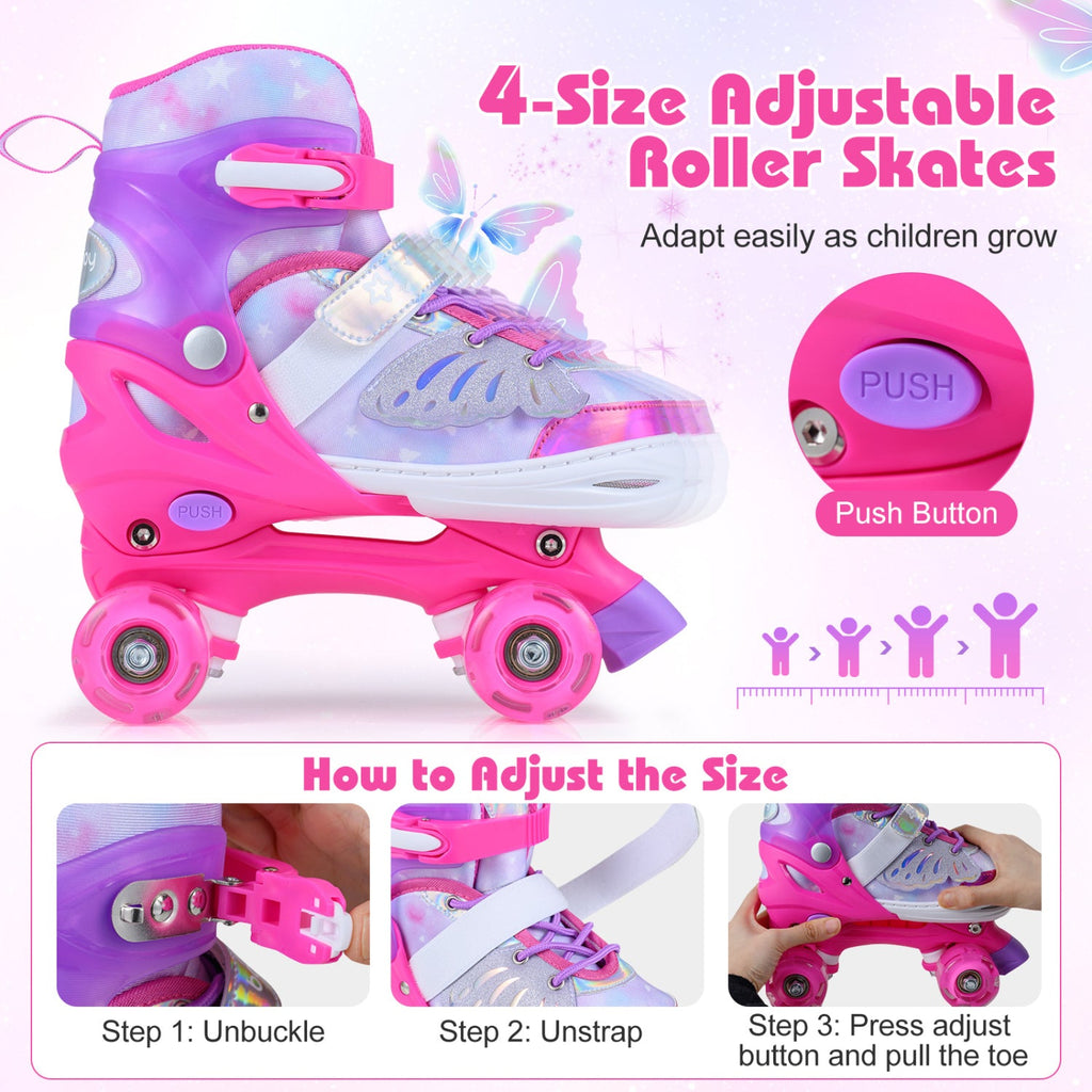 Adjustable Light-Up Roller Skates for Kids | Ages 7–9