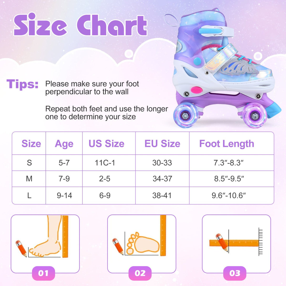 Adjustable Light-Up Roller Skates for Kids | Ages 7–9