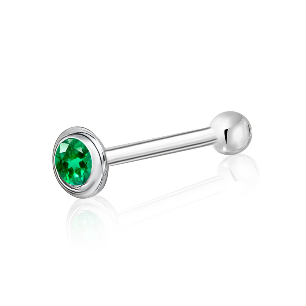 14k Solid Gold Nose Stud with Diamond CZ Small Micro Nose Bone Stud Flat Nose Ring One Piece Hypoallergenic 20 Gauge