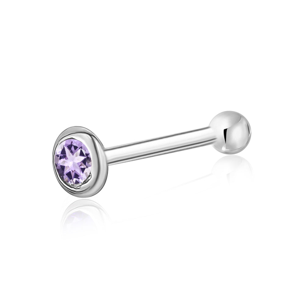 14k Solid Gold Nose Stud with Diamond CZ Small Micro Nose Bone Stud Flat Nose Ring One Piece Hypoallergenic 20 Gauge