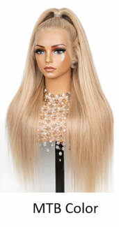 Light Honey Blonde Straight 24' Brazilian Human Hair Lace Closure Wigs With Baby Hair