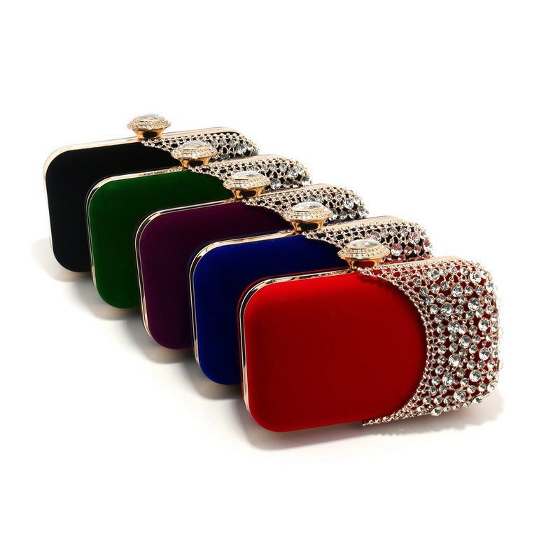 Velvet Rhinestone Evening Clutch