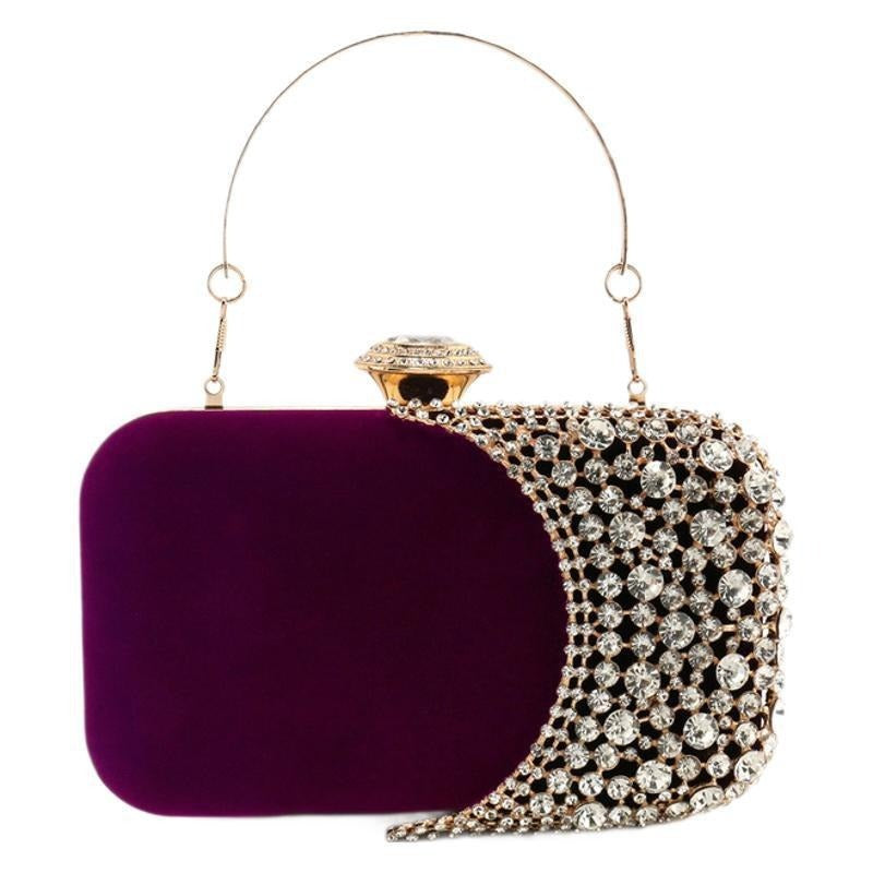 Velvet Rhinestone Evening Clutch