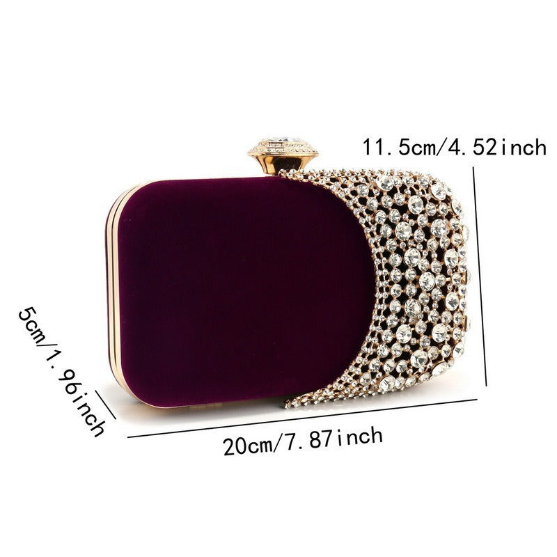 Velvet Rhinestone Evening Clutch