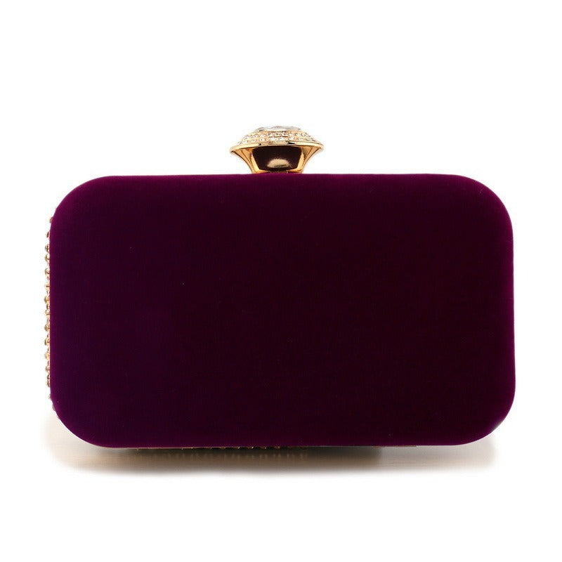 Velvet Rhinestone Evening Clutch