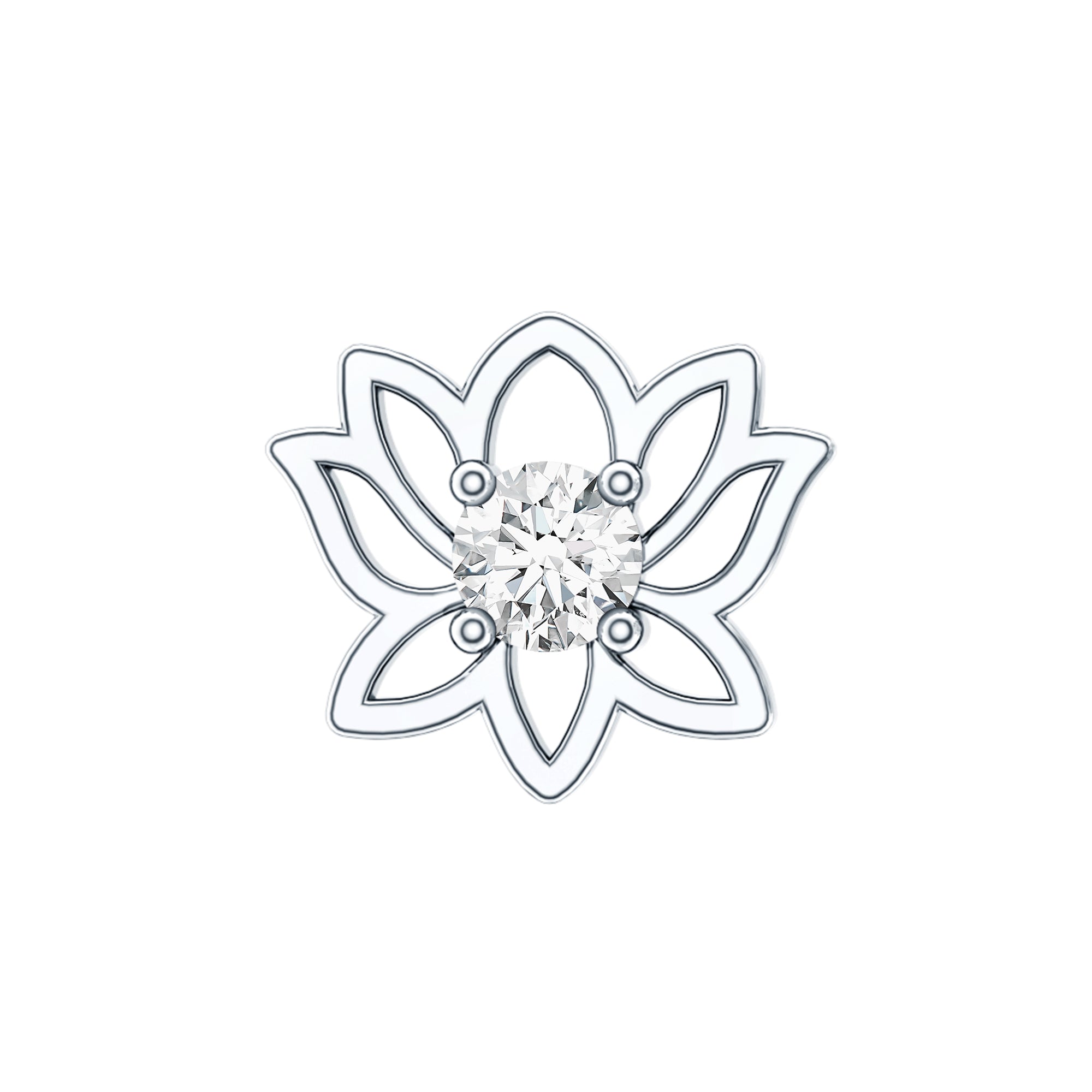 Nature Inspired Diamond Lotus Earring for Helix Piercing