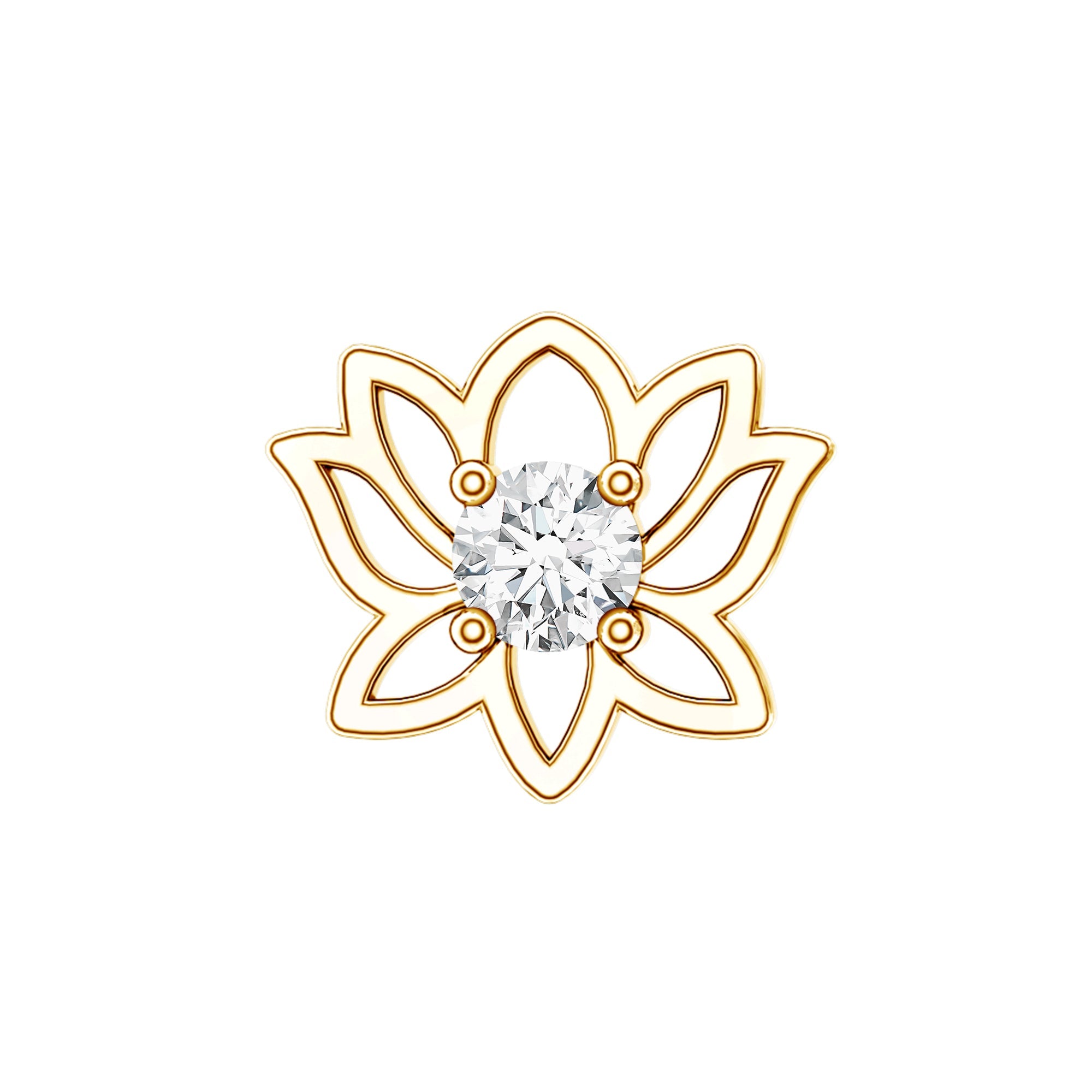 Nature Inspired Diamond Lotus Earring for Helix Piercing