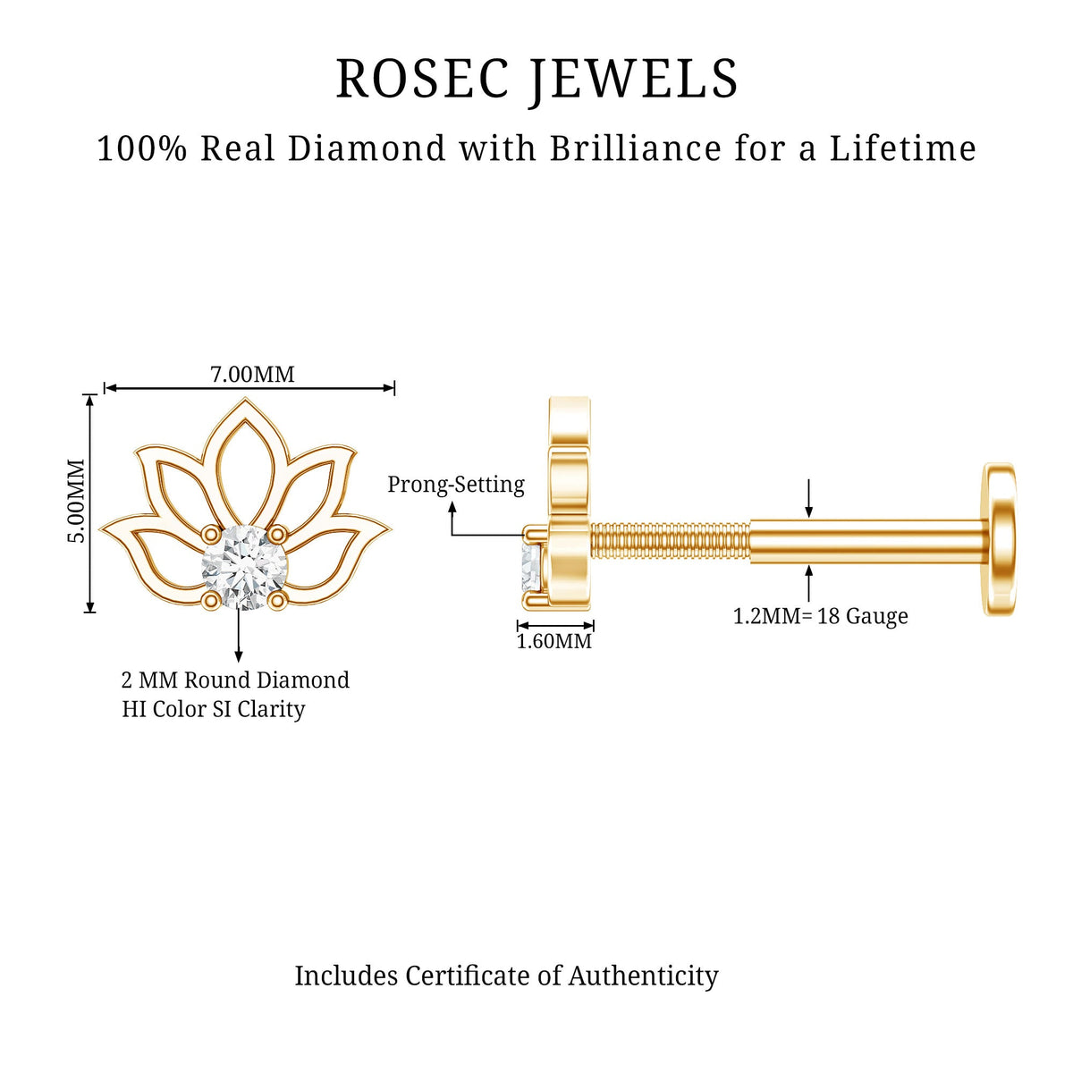 Nature Inspired Diamond Lotus Earring