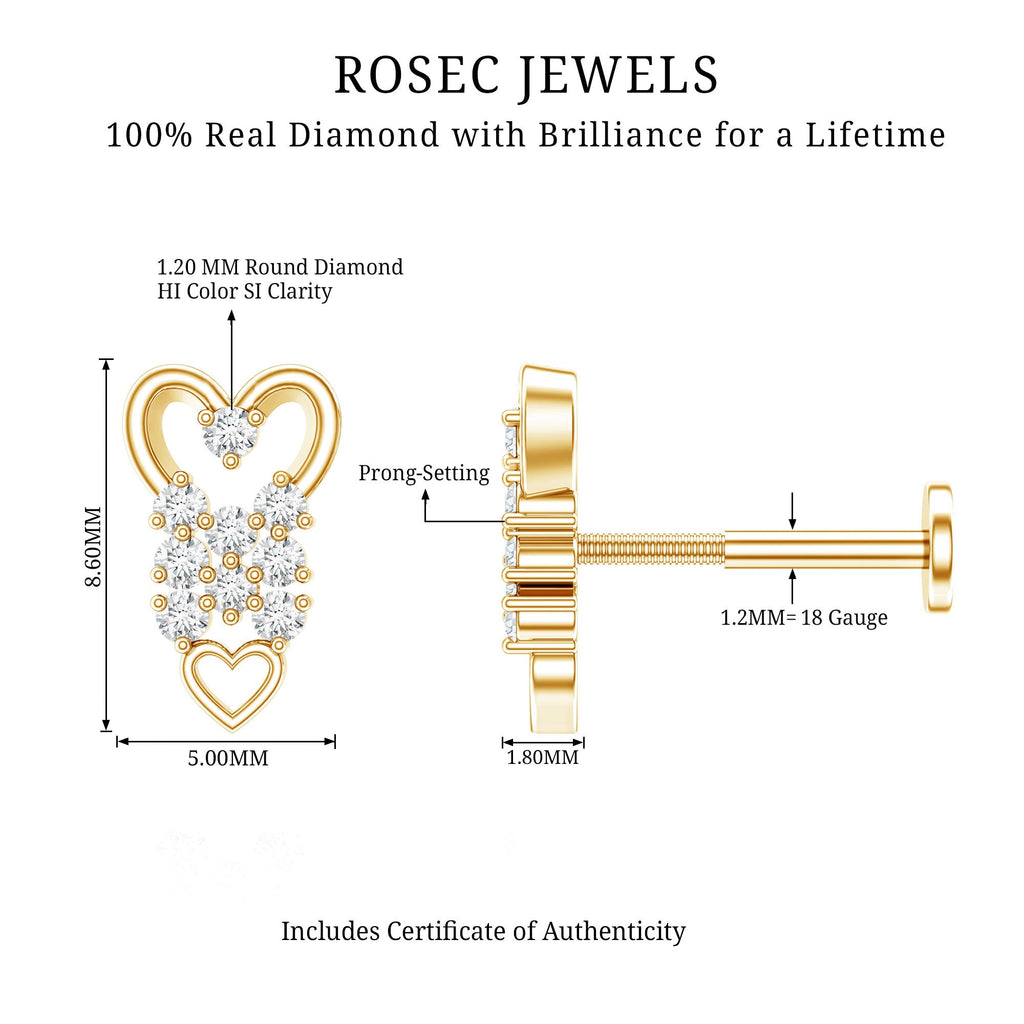 Diamond Heart Cartilage Earring