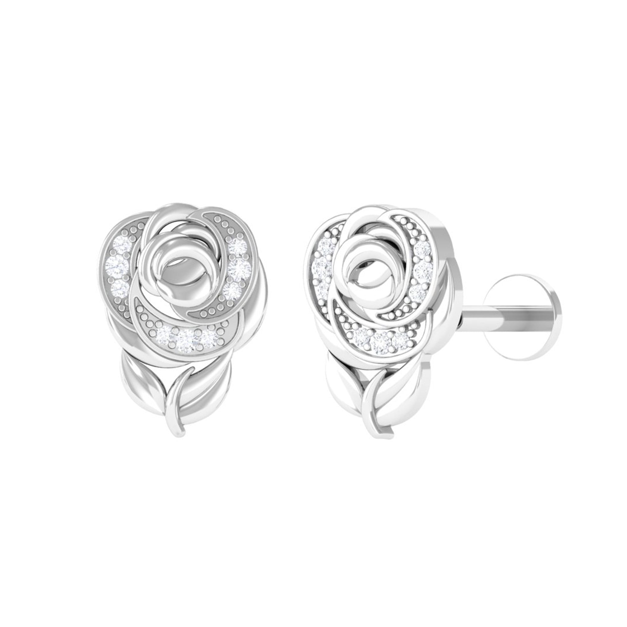 Nature Inspired Diamond Flower Helix Earring