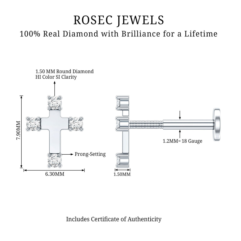 Diamond Cross Cartilage Earring