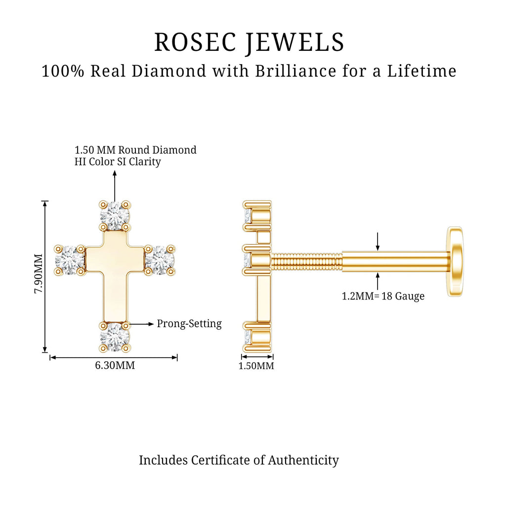 Diamond Cross Cartilage Earring