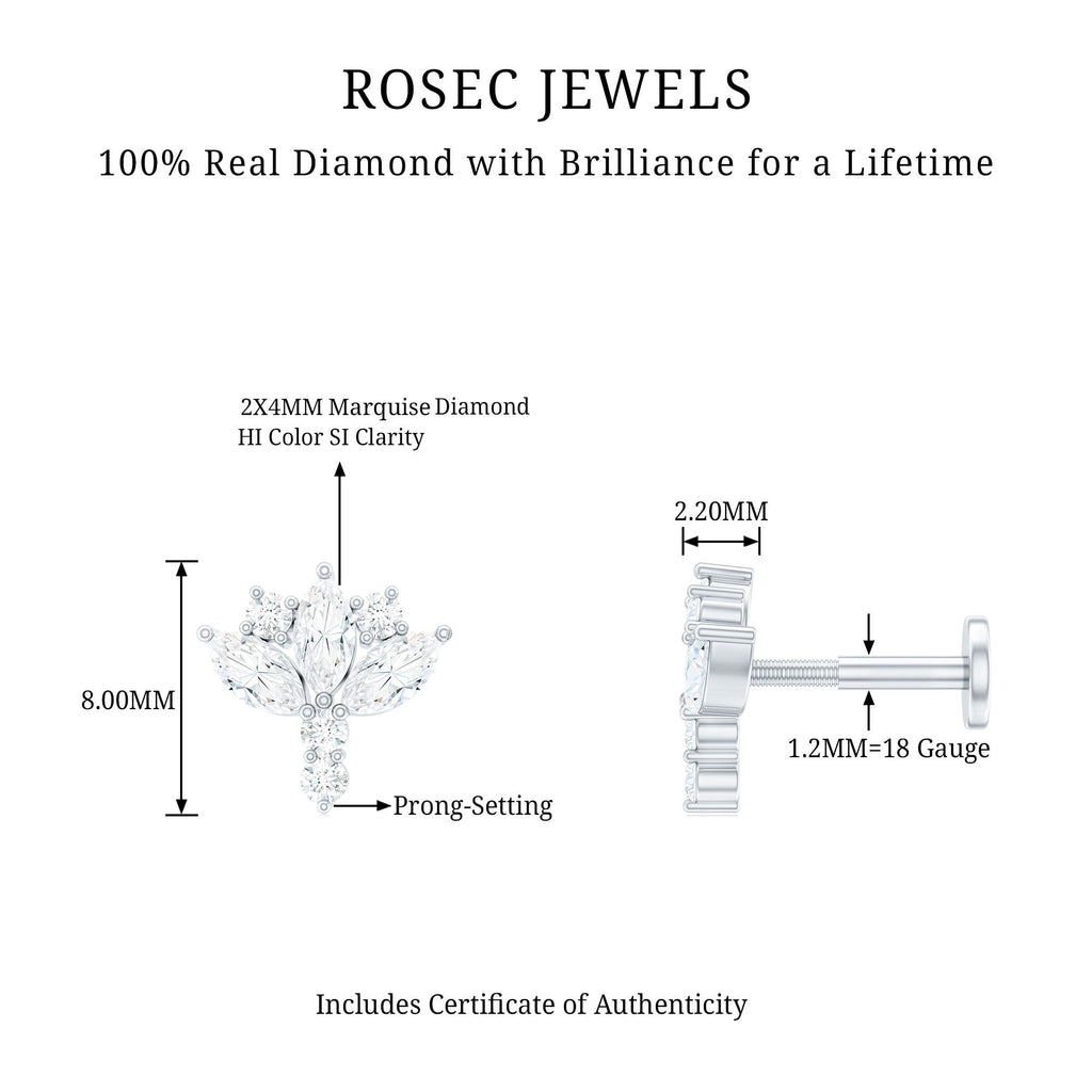 Diamond Lotus Cartilage Earring