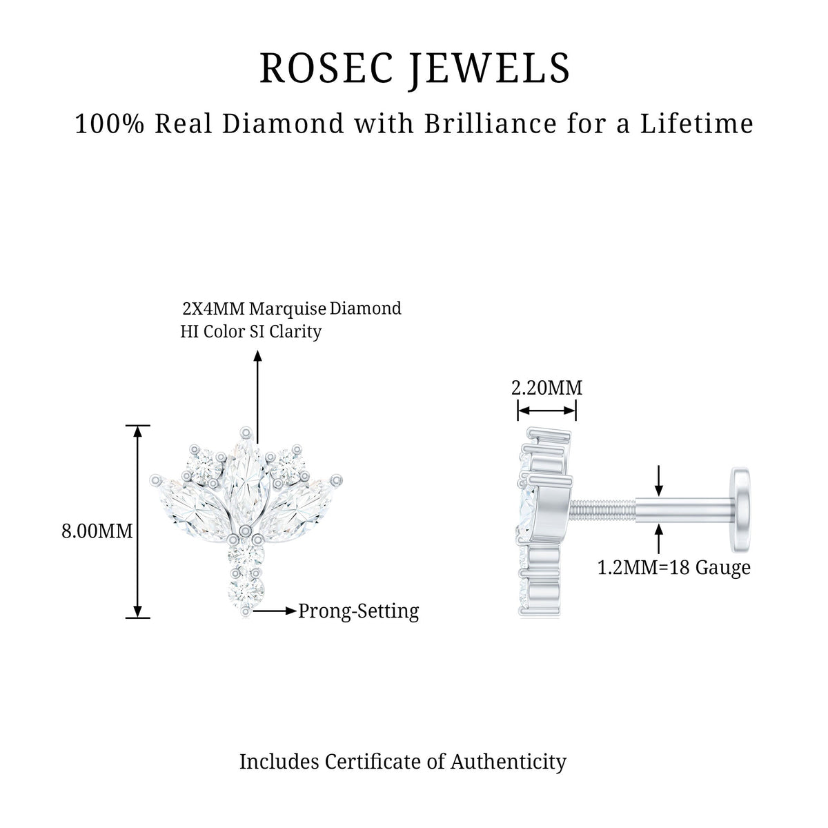 Diamond Lotus Cartilage Earring