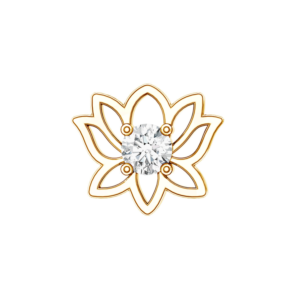 Nature Inspired Diamond Lotus Earring for Helix Piercing