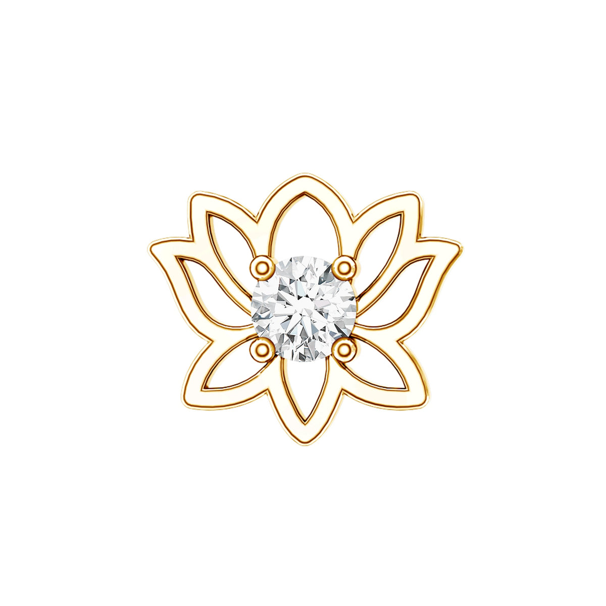 Nature Inspired Diamond Lotus Earring for Helix Piercing