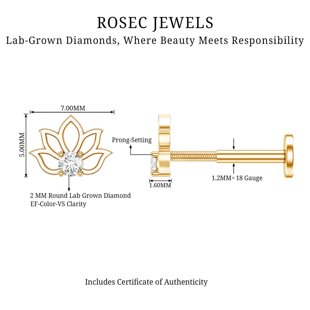Nature Inspired Diamond Lotus Earring