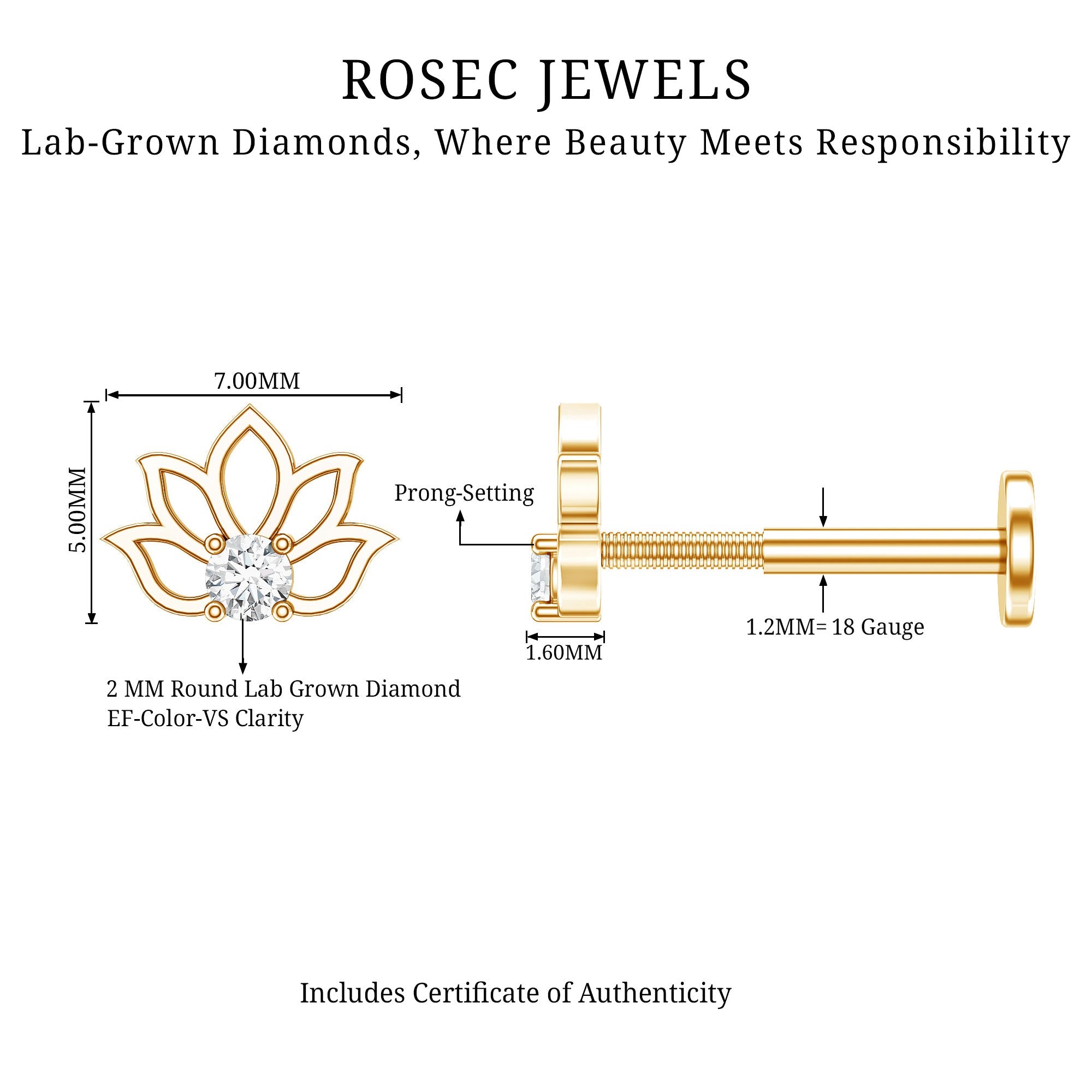 Nature Inspired Diamond Lotus Earring