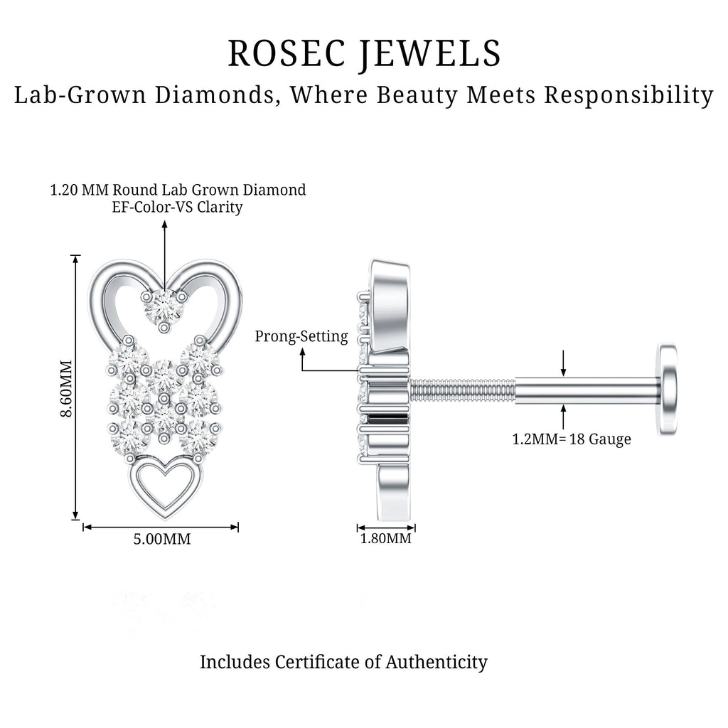 Diamond Heart Cartilage Earring