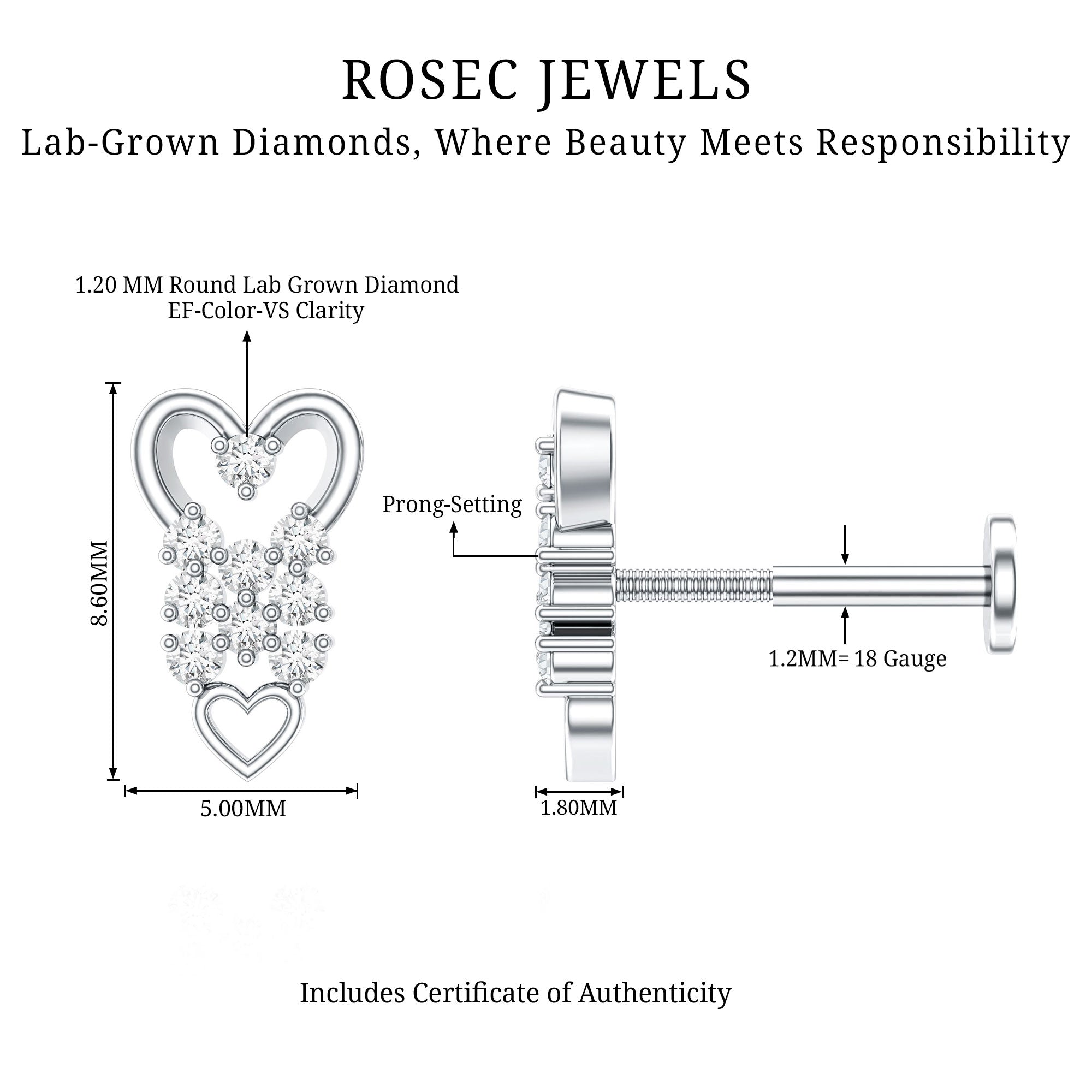 Diamond Heart Cartilage Earring