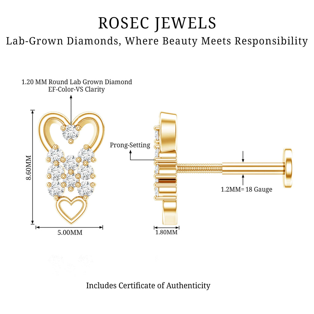 Diamond Heart Cartilage Earring