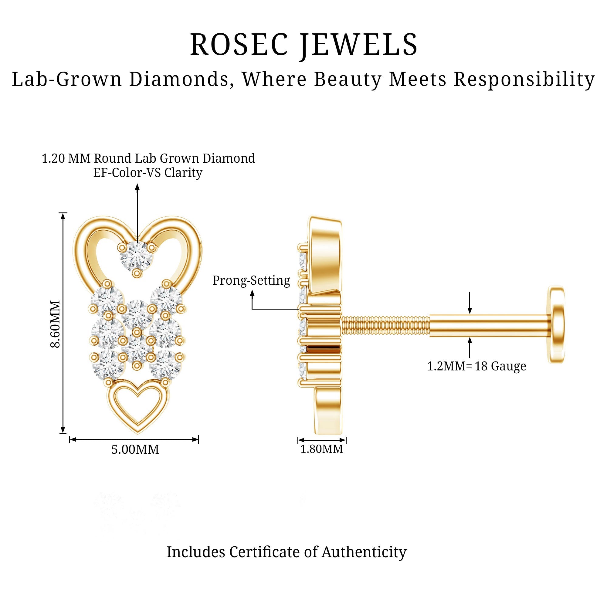 Diamond Heart Cartilage Earring