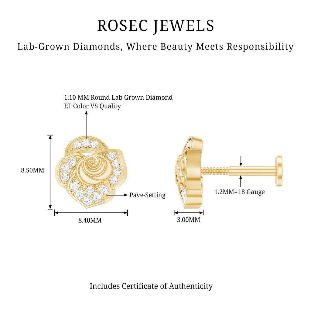 Certified Diamond Floral Earring for Helix Piercing