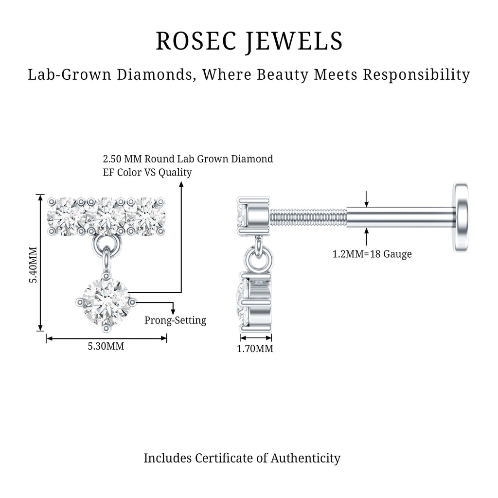 Womens Diamond Drop Earring for Helix Piercing