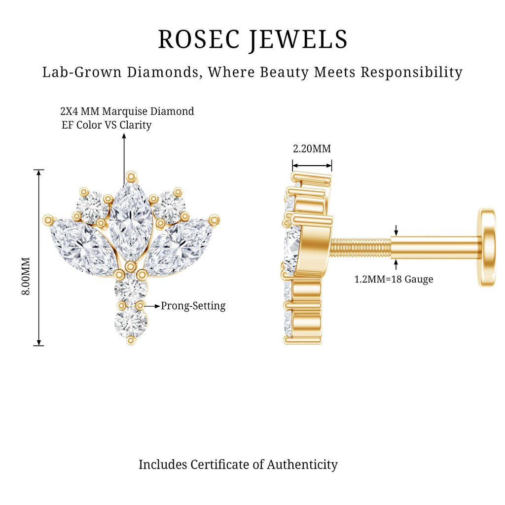 Diamond Lotus Cartilage Earring