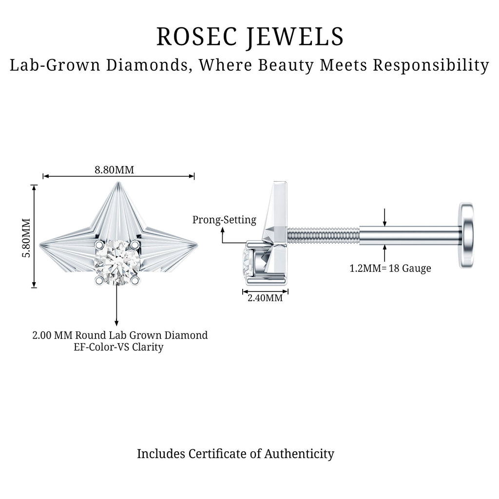 Minimalist Diamond Floral Earring for Cartilage Piercing