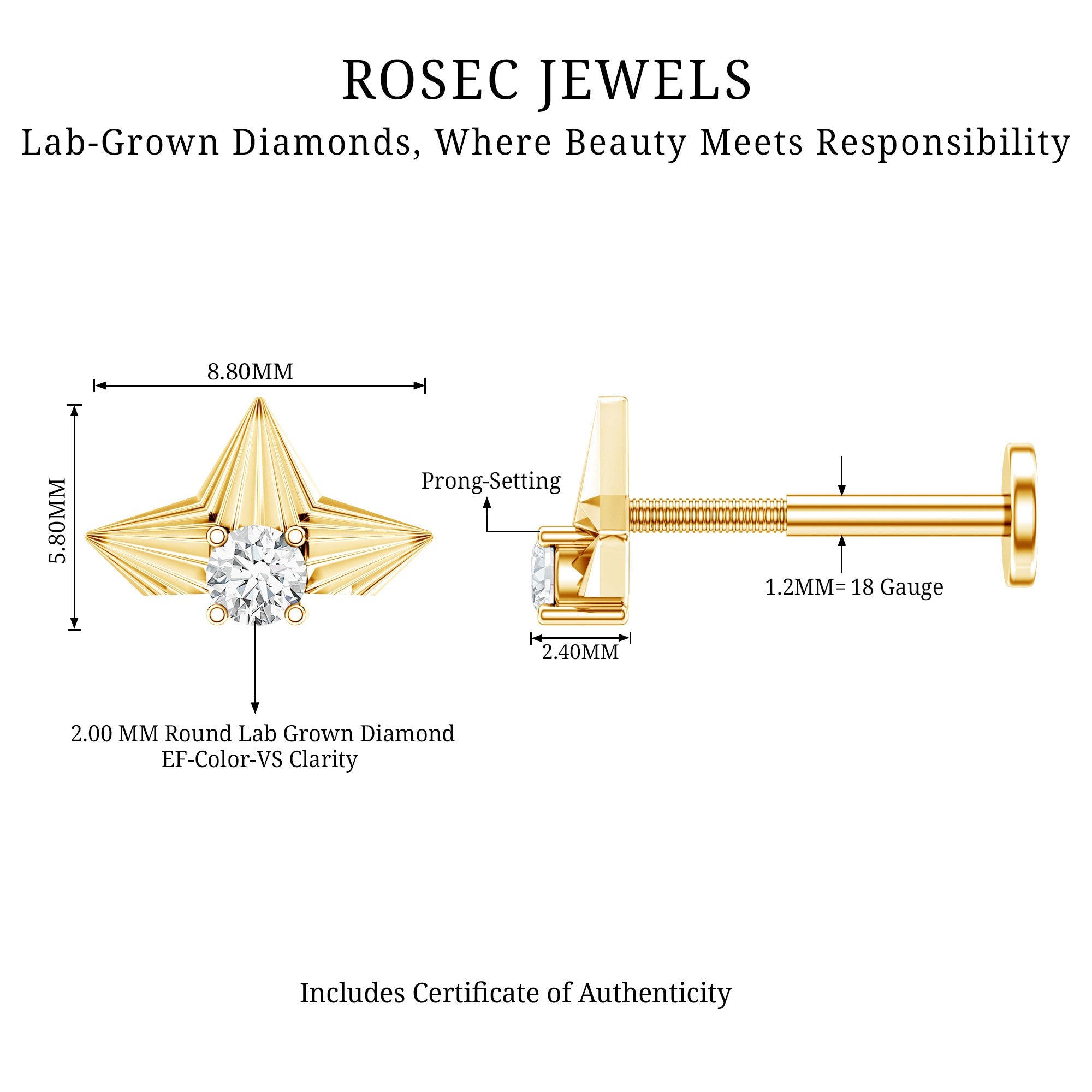 Minimalist Diamond Floral Earring for Cartilage Piercing