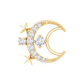 Diamond Star and Moon Earring for Helix Piercing