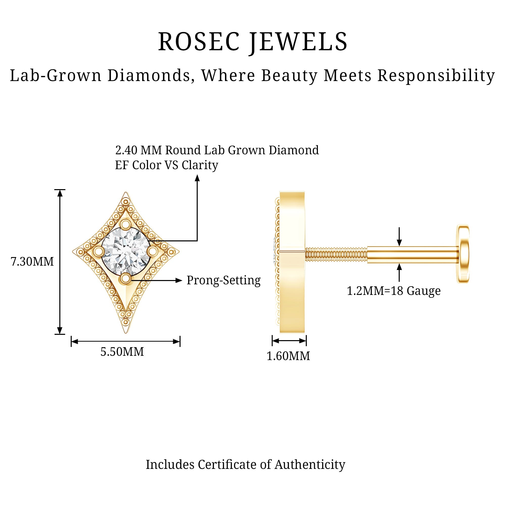 Diamond Kite Shape Tragus Earring