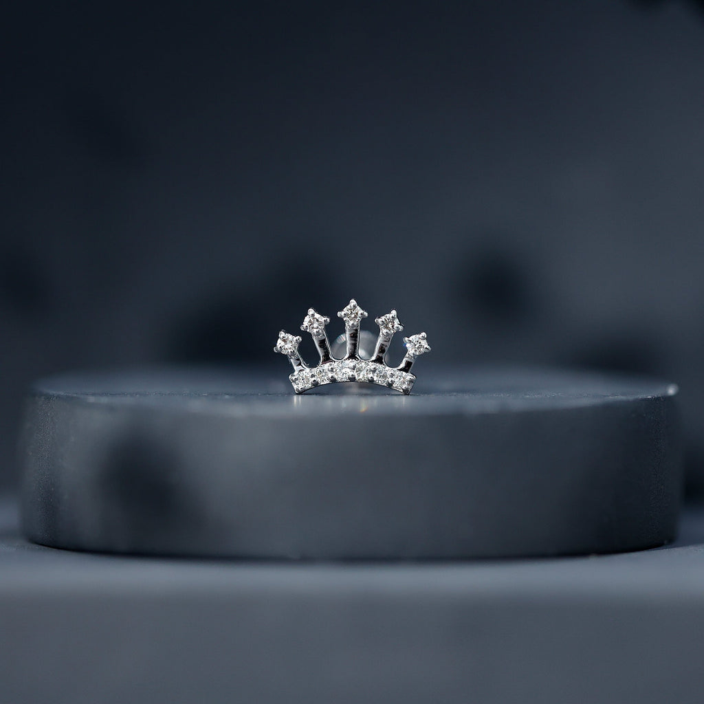 Certified Diamond Crown Earring for Helix Piercing