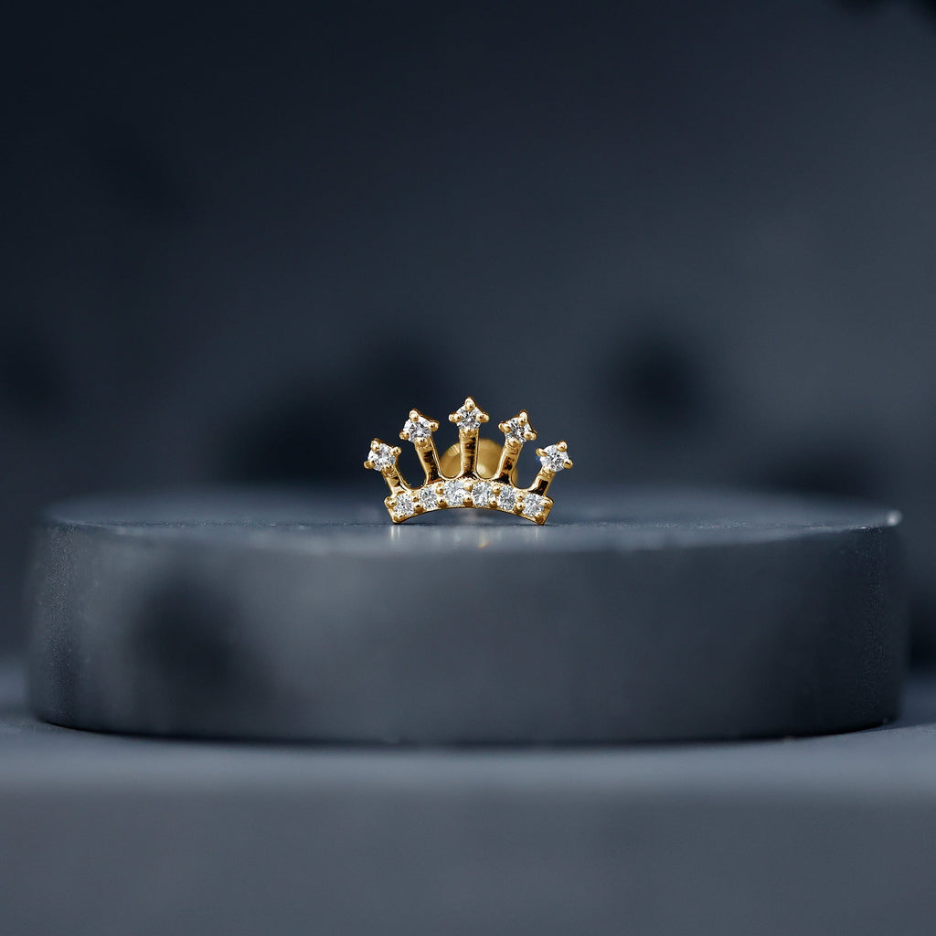 Certified Diamond Crown Earring for Helix Piercing