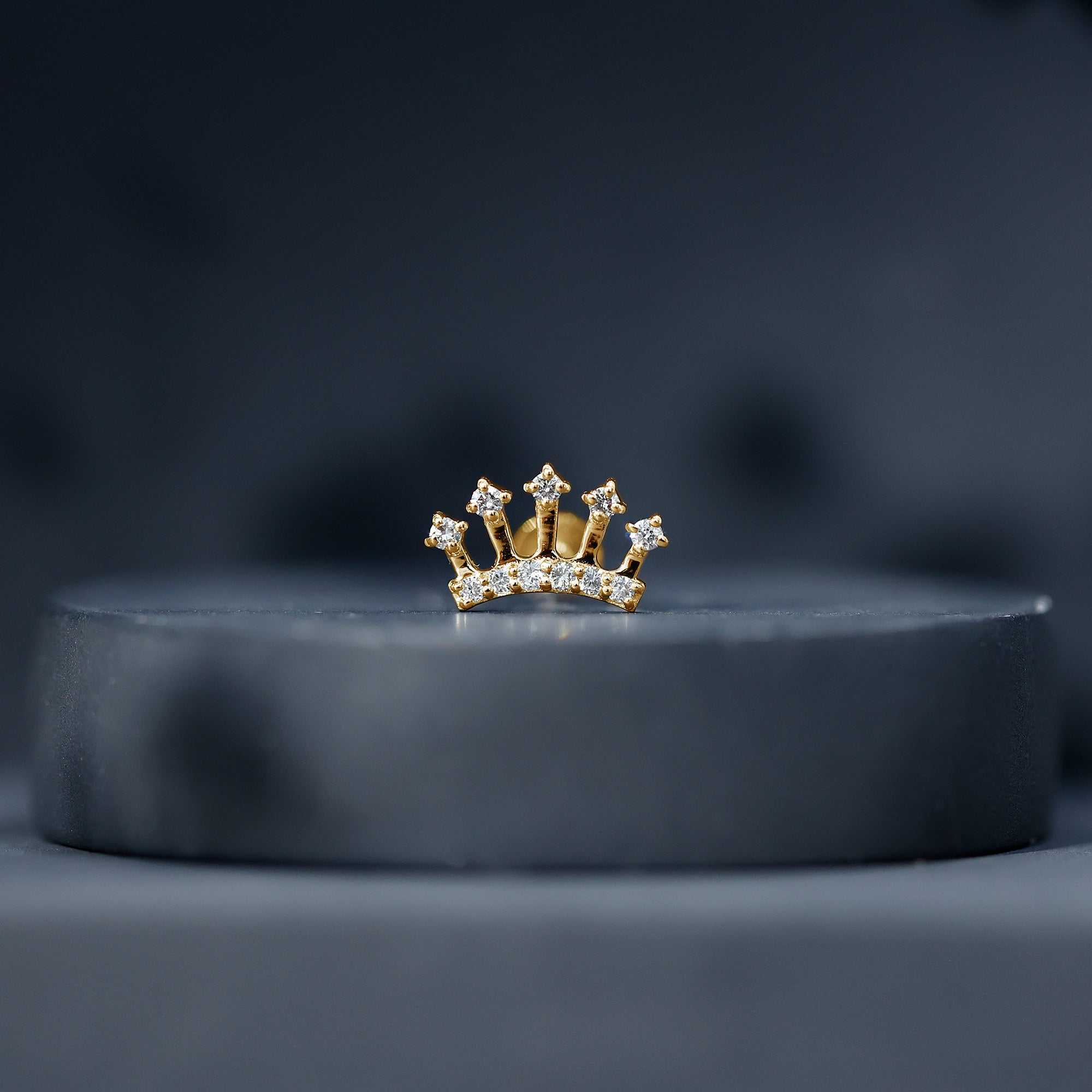Certified Diamond Crown Earring for Helix Piercing