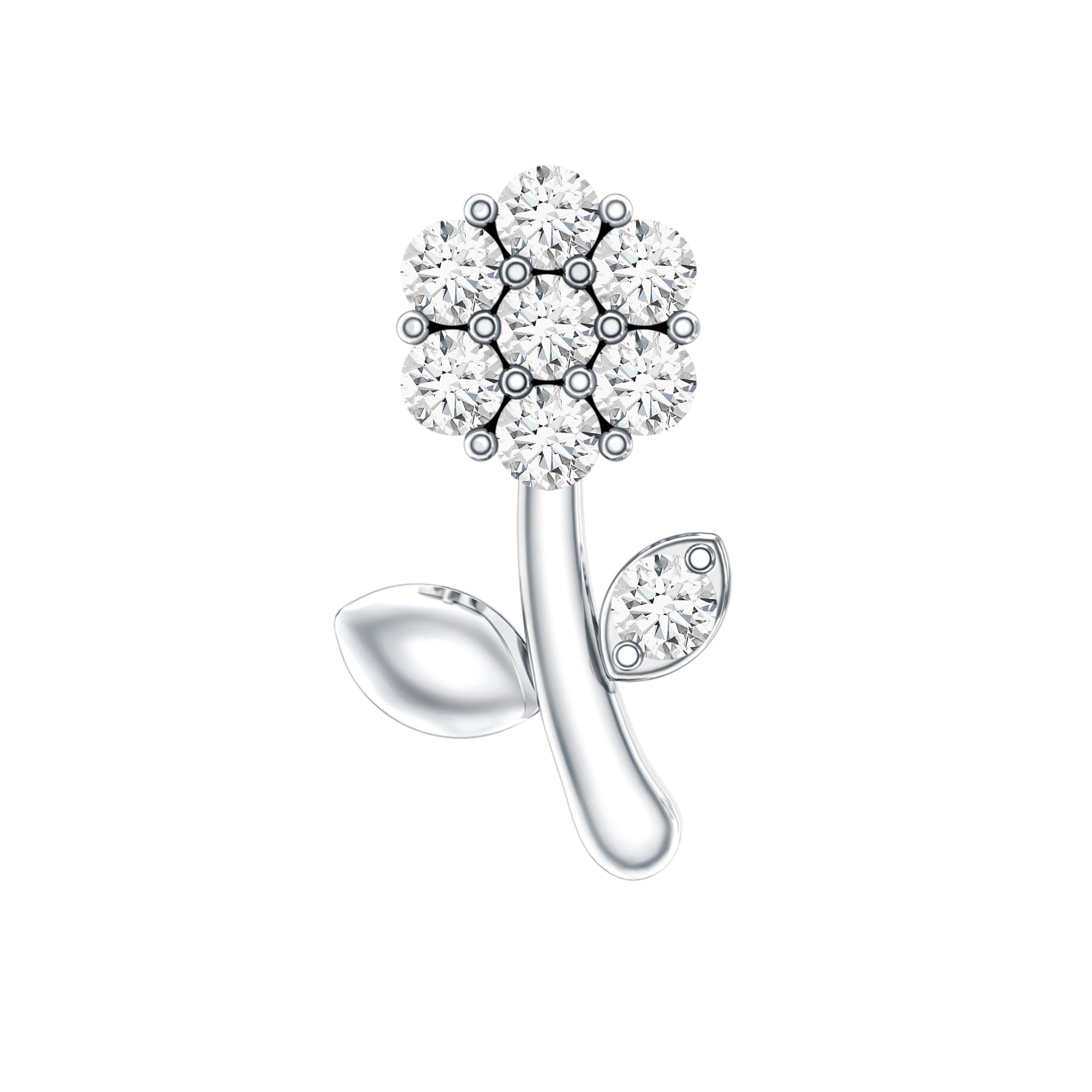 Diamond Flower Helix Earring