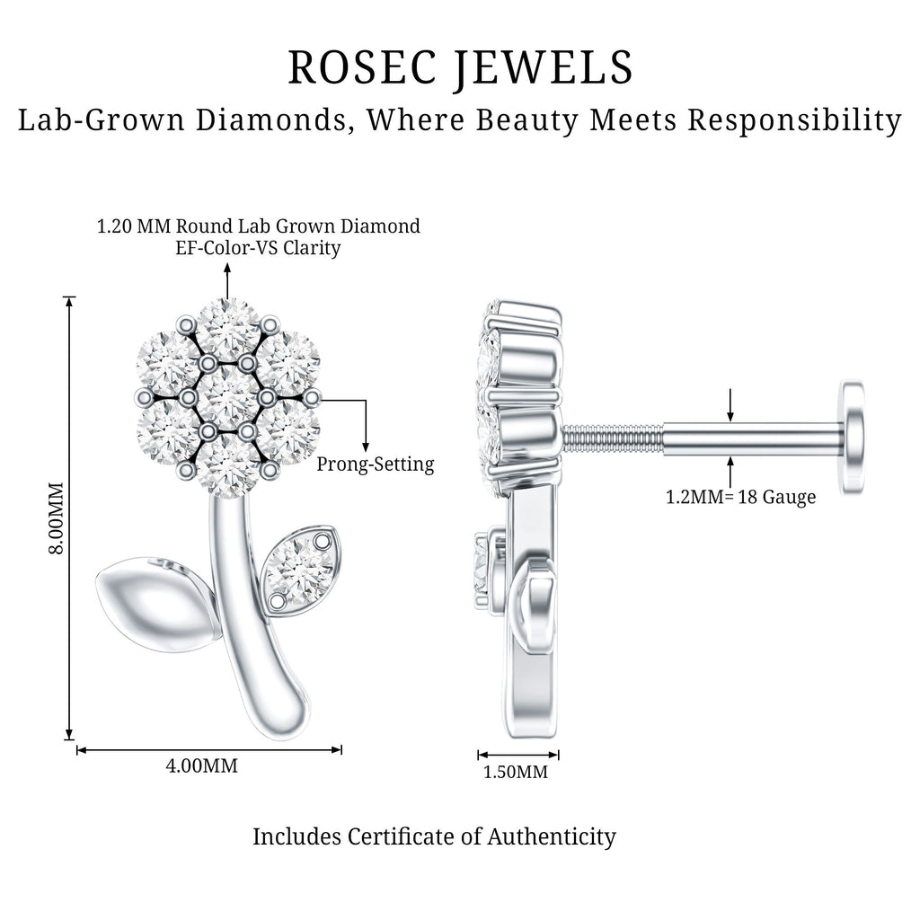 Diamond Flower Helix Earring