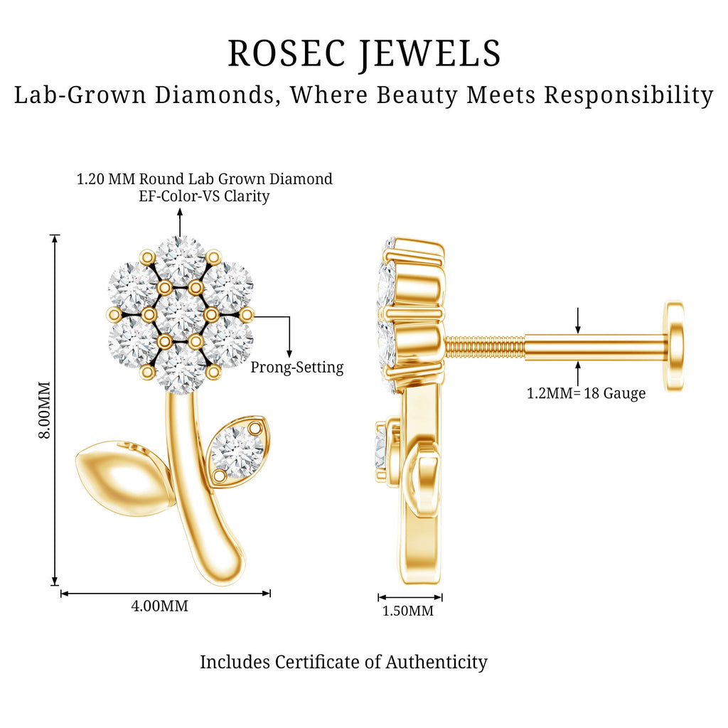 Diamond Flower Helix Earring