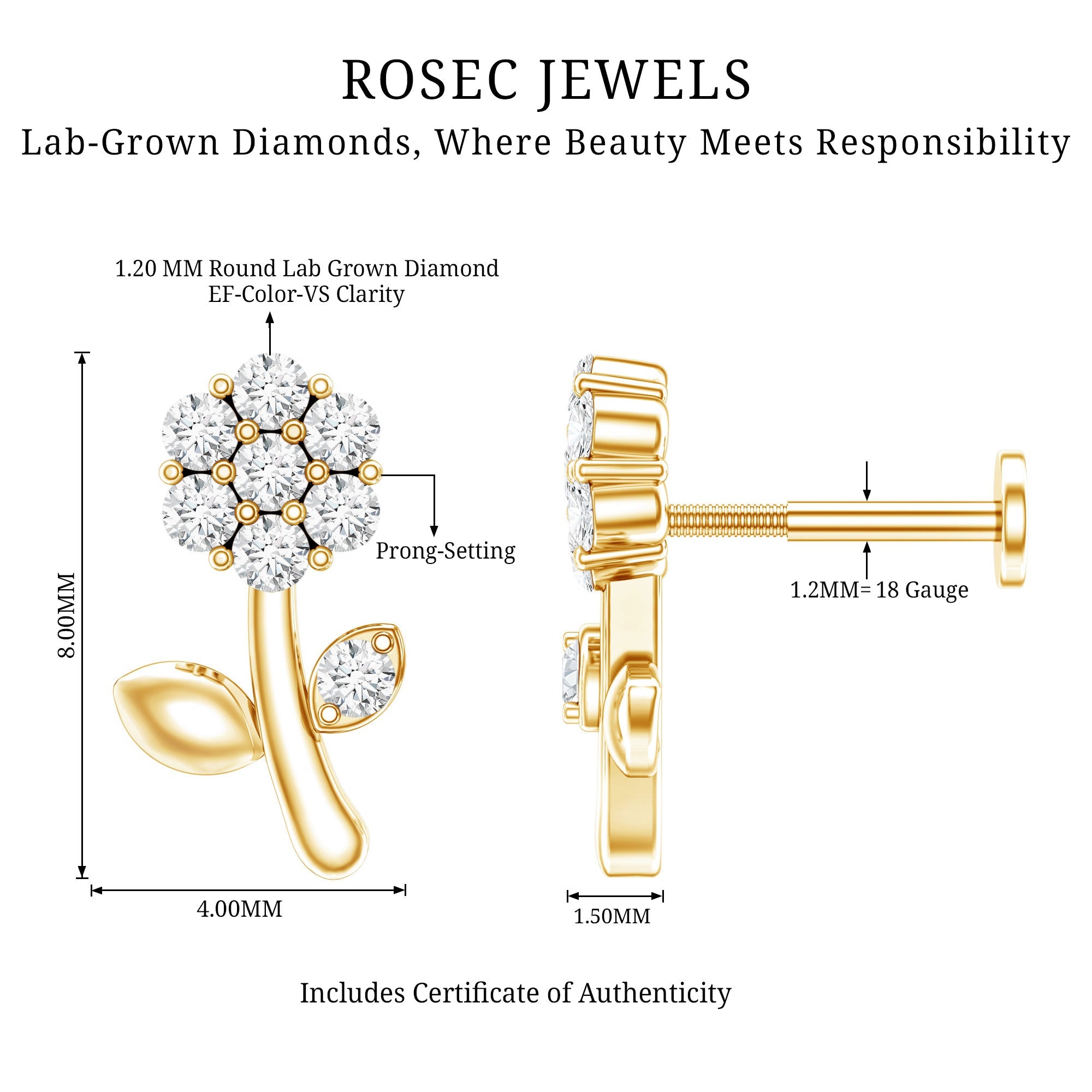 Diamond Flower Helix Earring