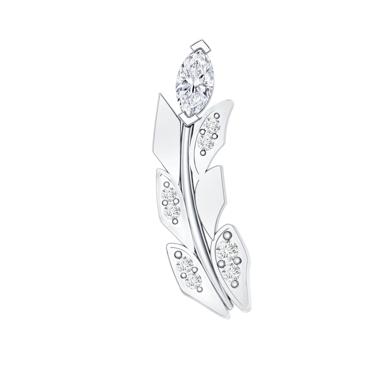 Diamond Leaf Crawler Earring for Helix Piercing