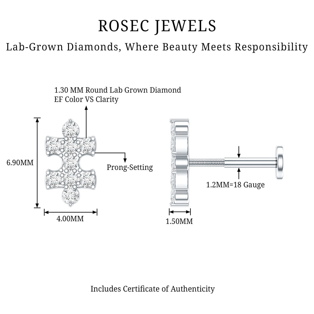 Diamond Puzzle Piece Earring for Helix Piercing