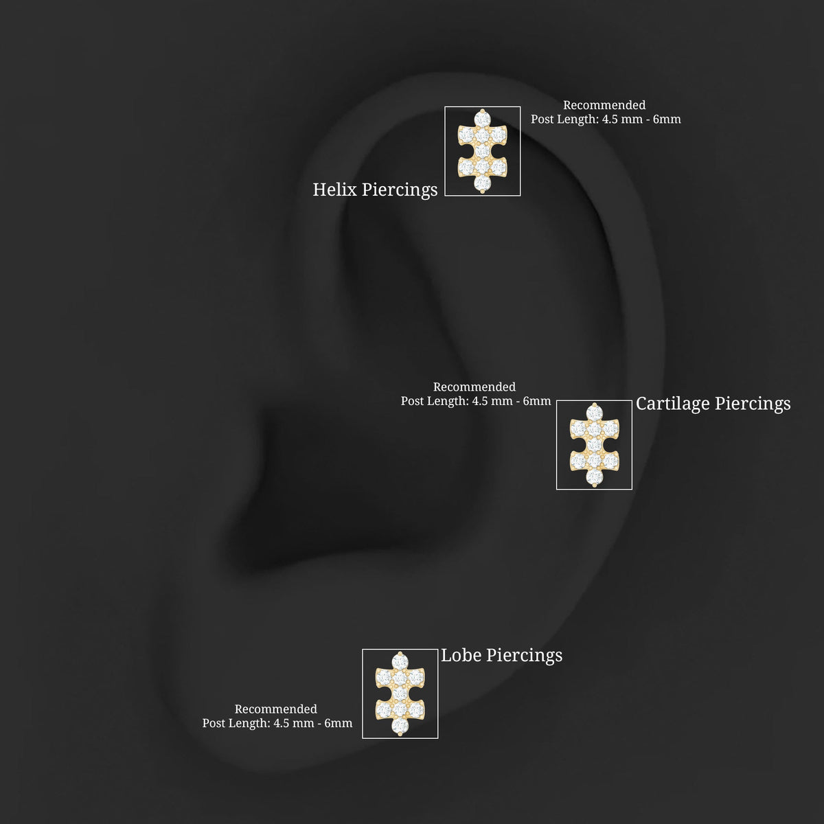 Diamond Puzzle Piece Earring for Helix Piercing
