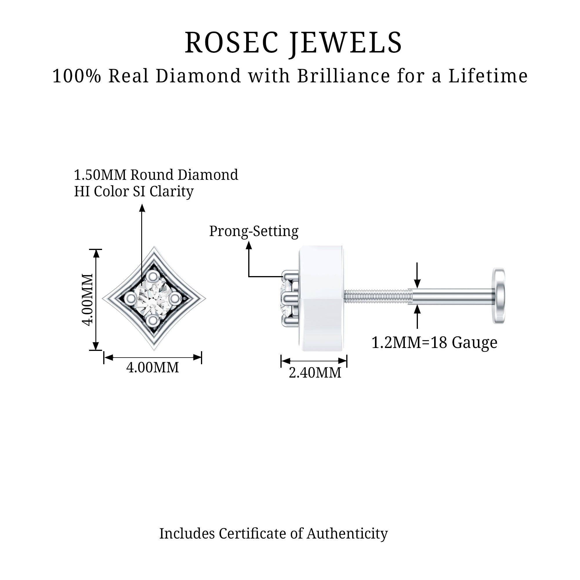 Classic Diamond Solitaire Nose Pin for Women