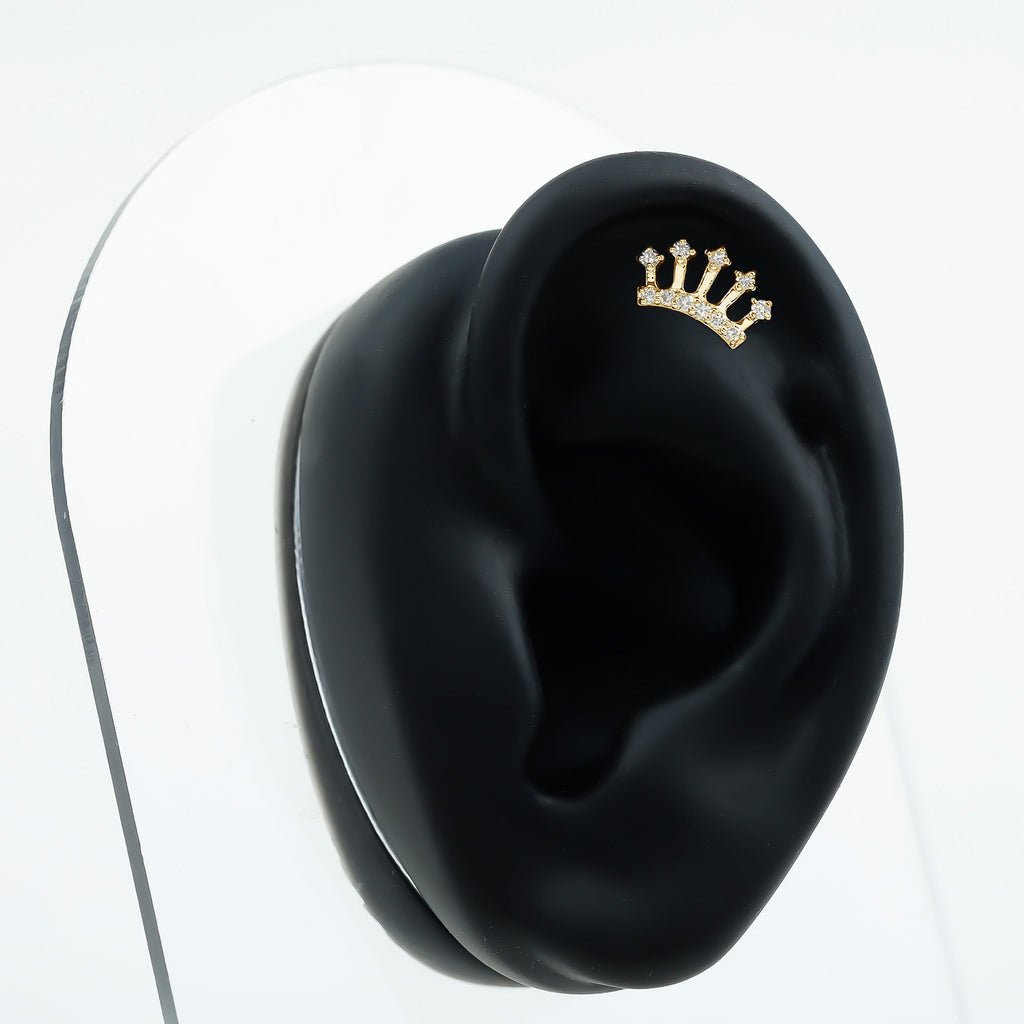 Certified Diamond Crown Earring for Helix Piercing