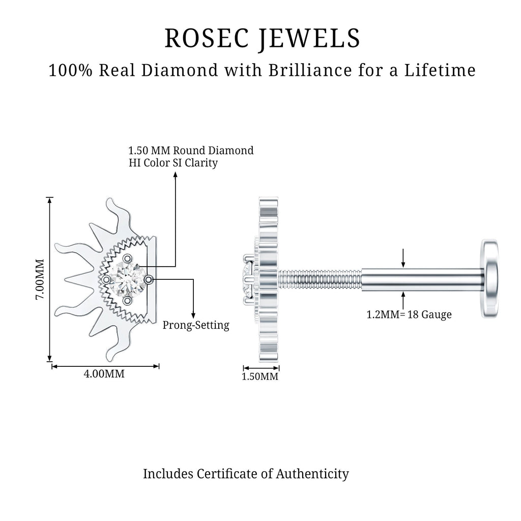 Diamond Half Sun Tragus Earring