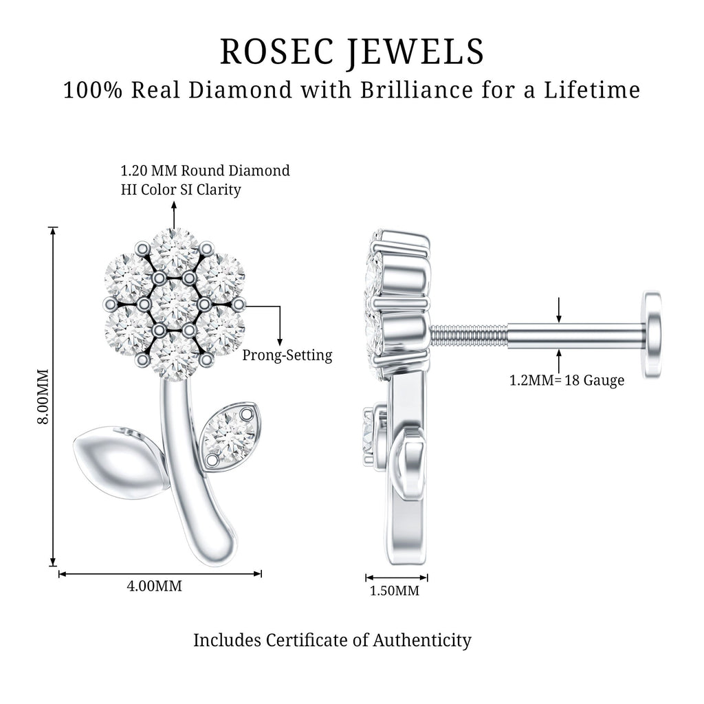 Diamond Flower Helix Earring